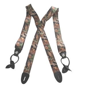 Advantage Camo Suspenders 1-1/2" Camouflage Hunting X-Back Button End Adjustable